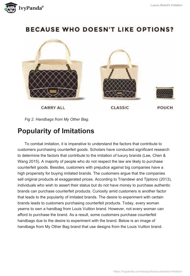 Luxury Brand's Imitation - 2019 Words | Assessment Example