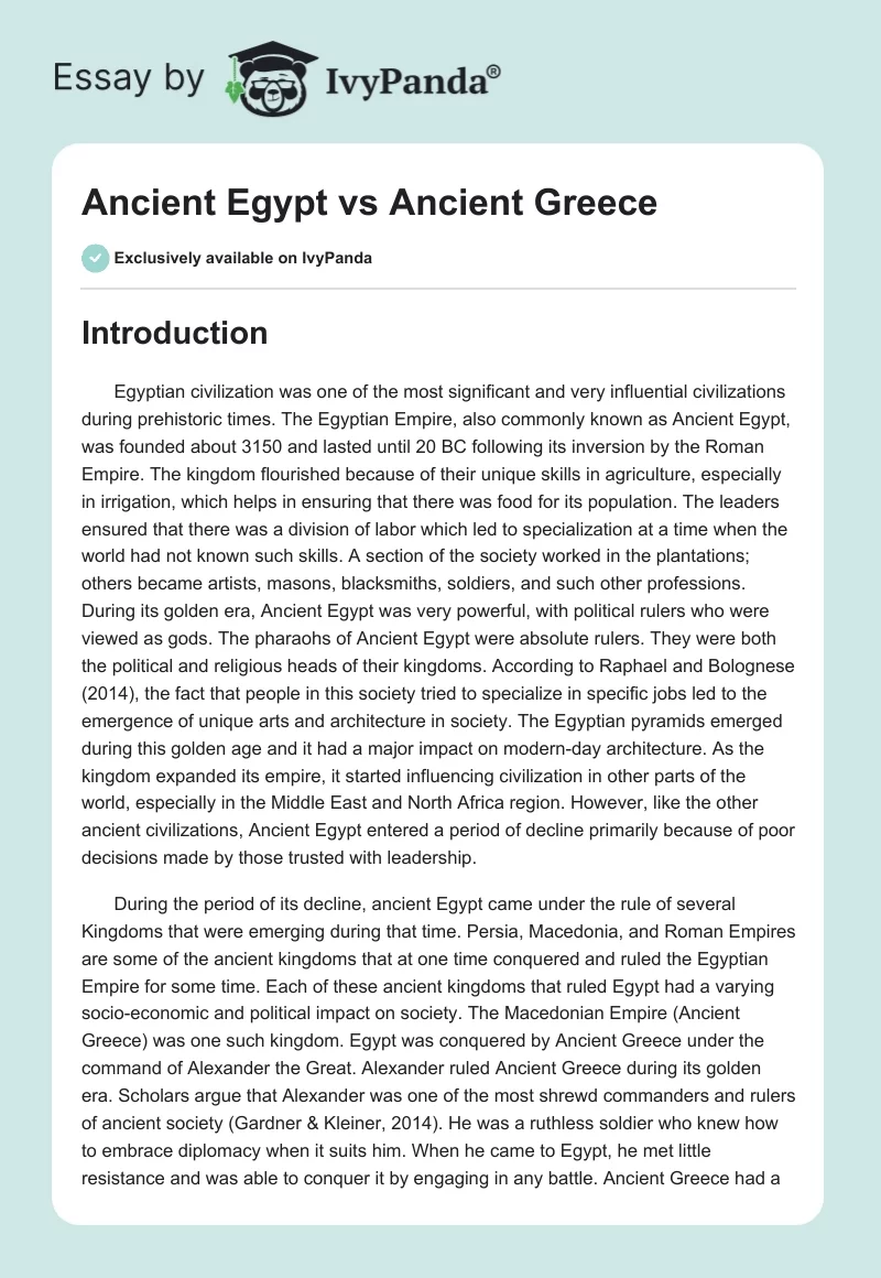 Ancient Egypt vs. Ancient Greece. Page 1