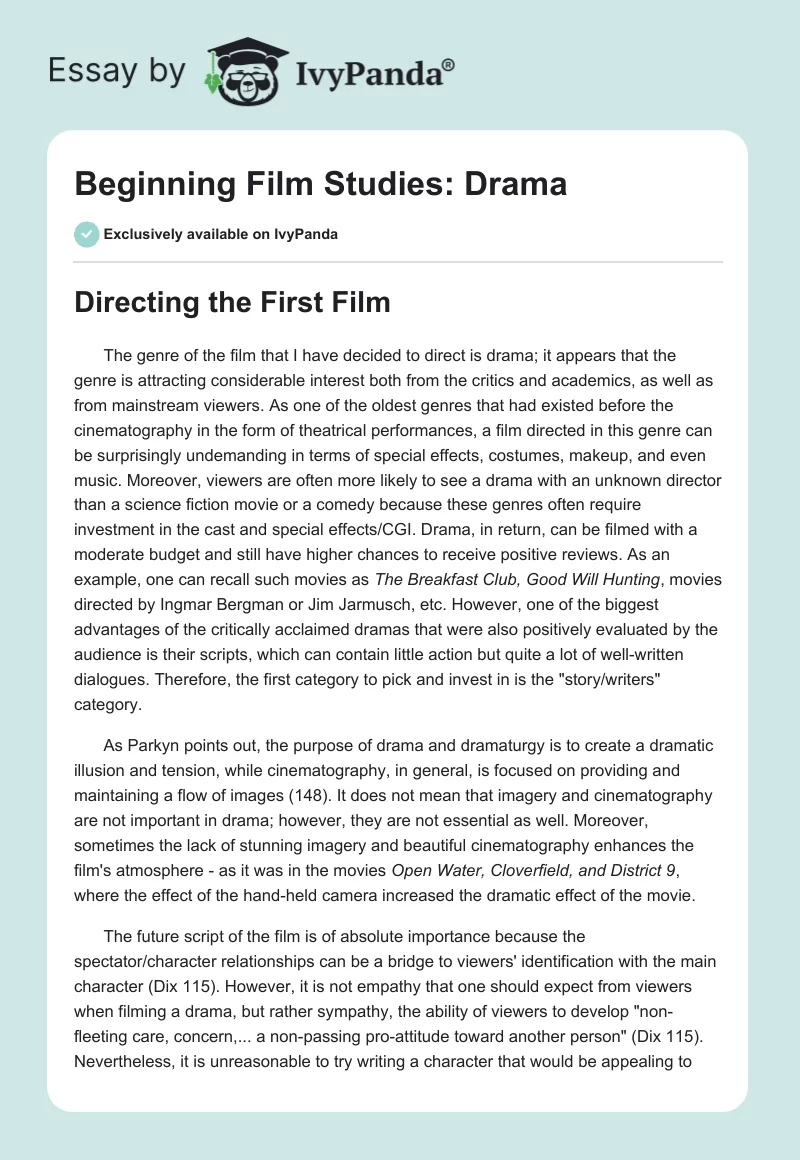 Beginning Film Studies: Drama. Page 1