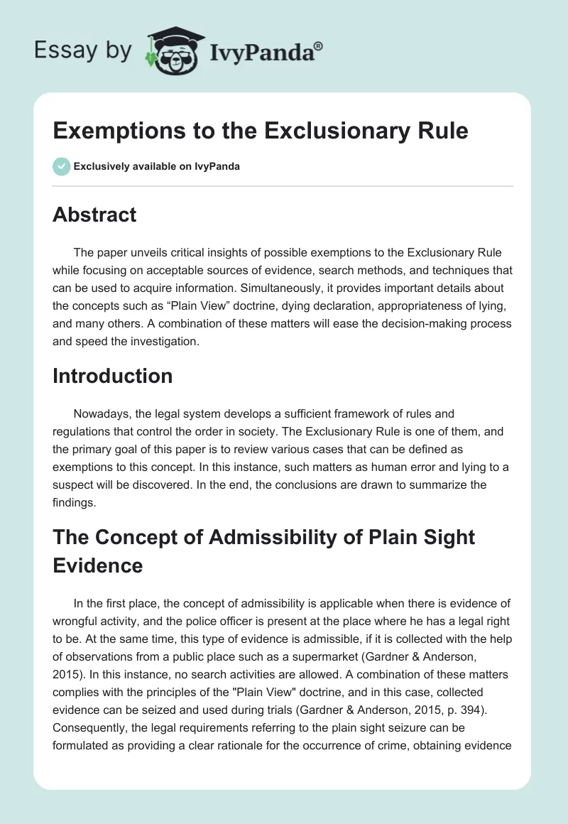 Exemptions to the Exclusionary Rule. Page 1
