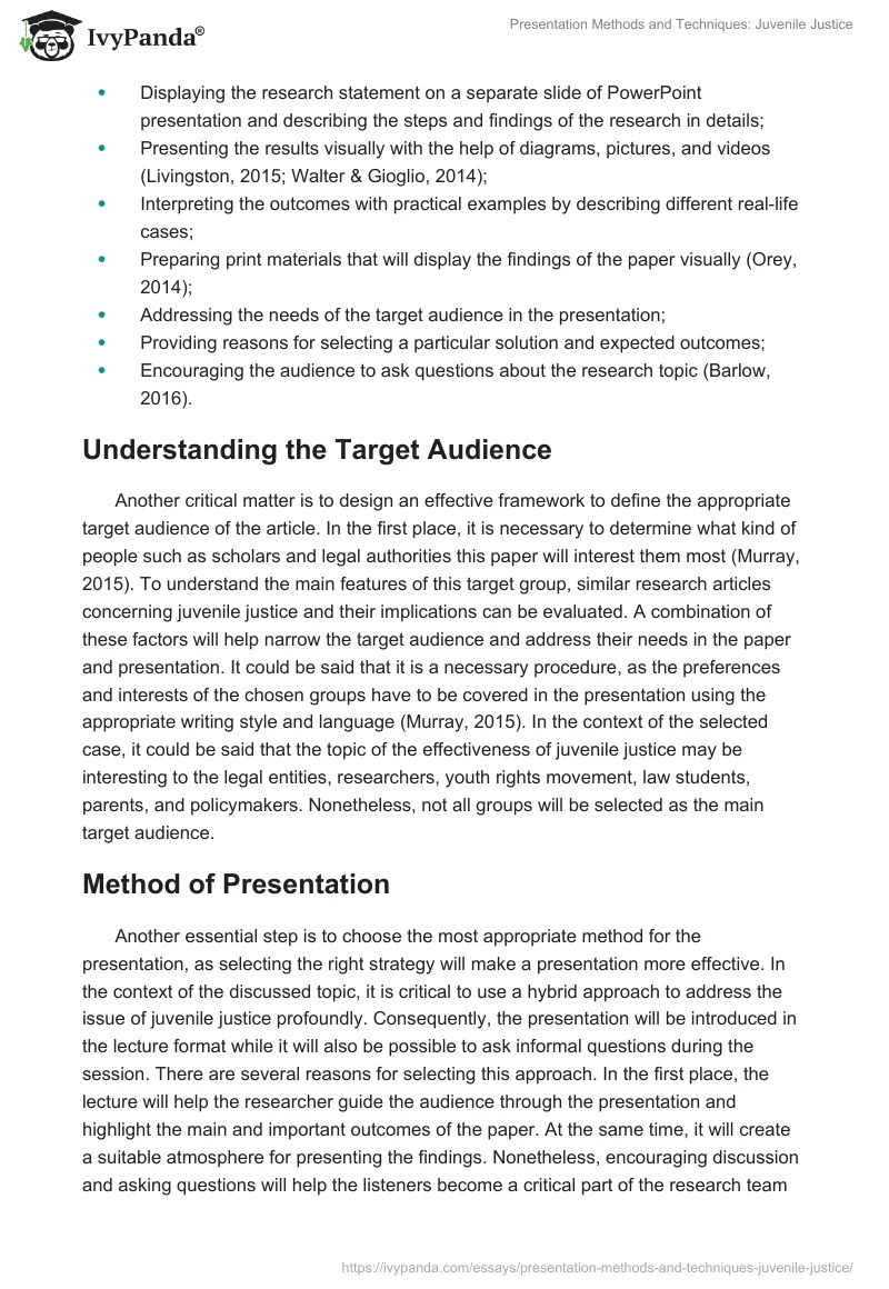 Presentation Methods and Techniques: Juvenile Justice. Page 2