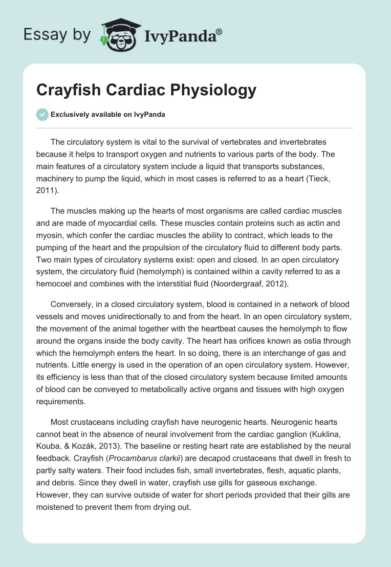 Crayfish Cardiac Physiology. Page 1
