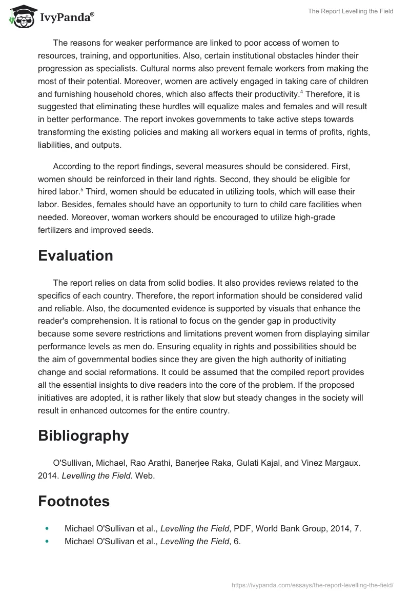 The Report "Levelling the Field". Page 2
