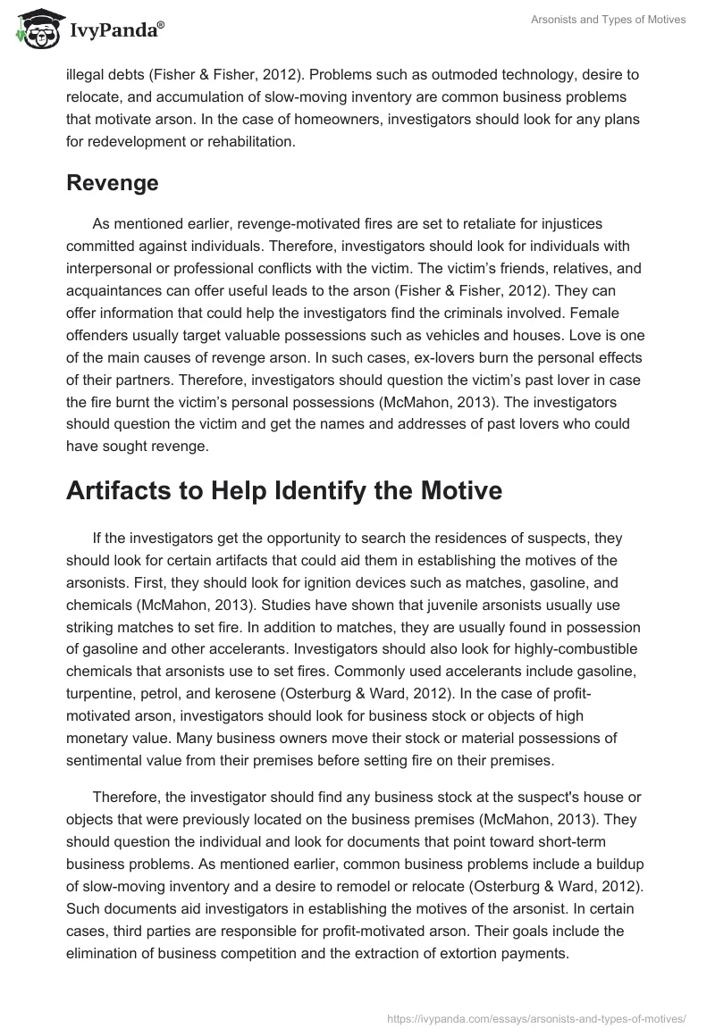 Arsonists and Types of Motives. Page 5