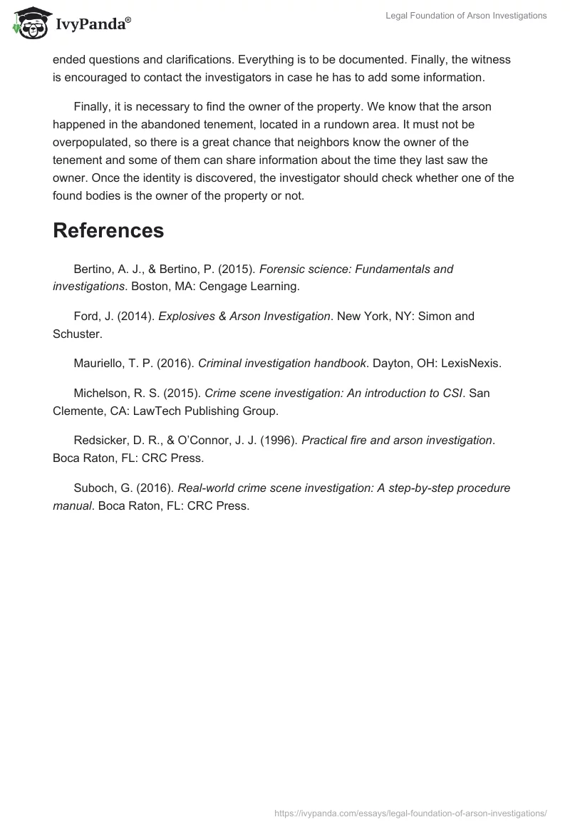 Legal Foundation of Arson Investigations. Page 3