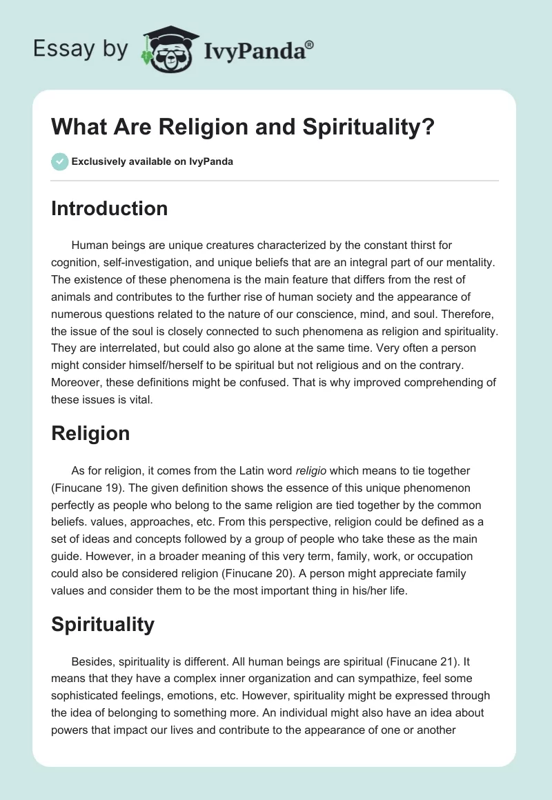 What Are Religion and Spirituality?. Page 1