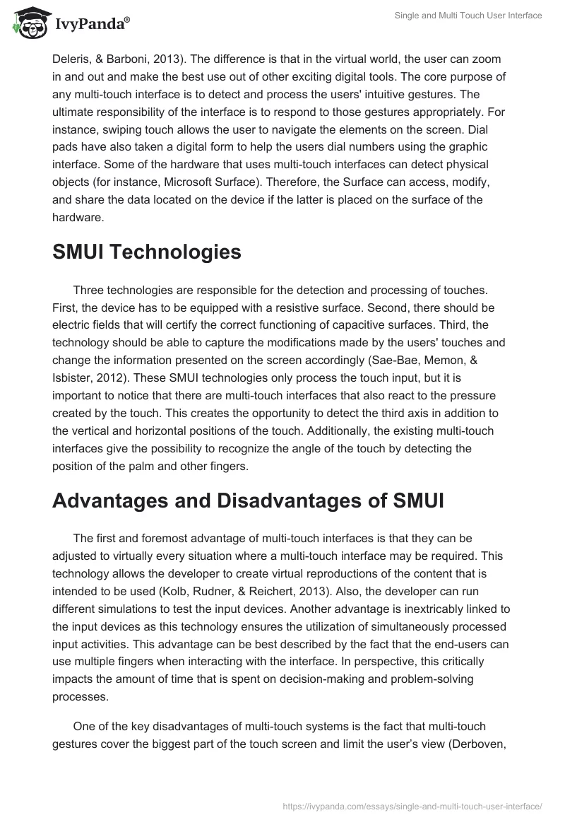 Single and Multi Touch User Interface. Page 2