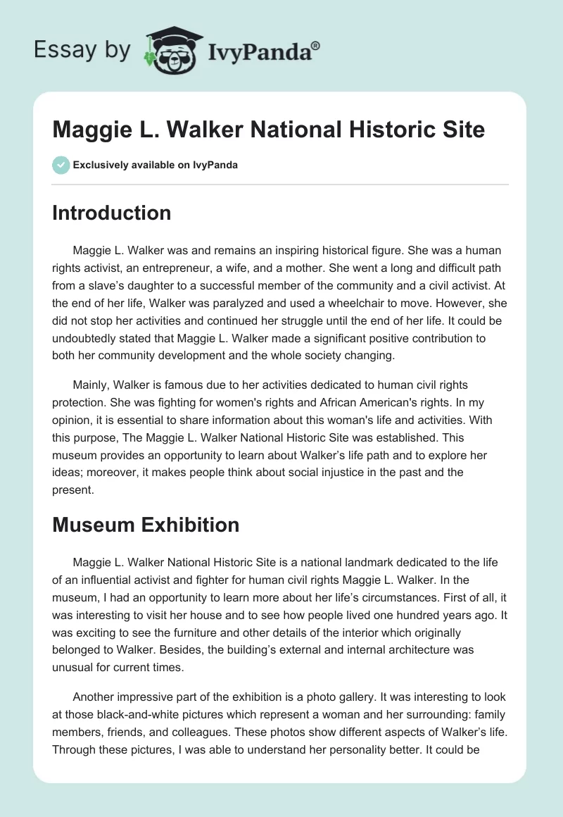 Maggie L. Walker National Historic Site. Page 1