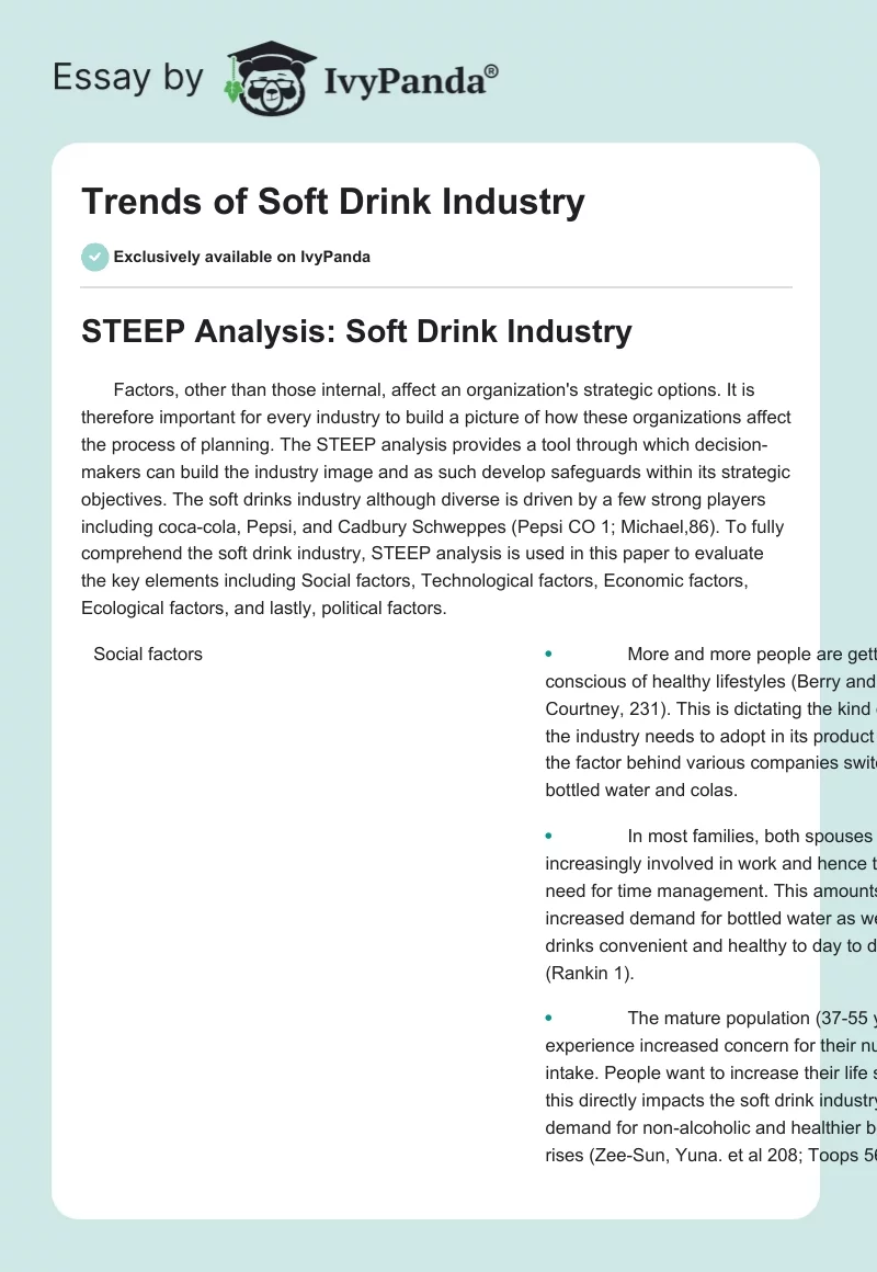 Trends of Soft Drink Industry. Page 1