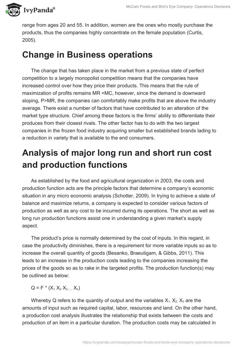 McCain Foods and Bird’s Eye Company: Operations Decisions. Page 2