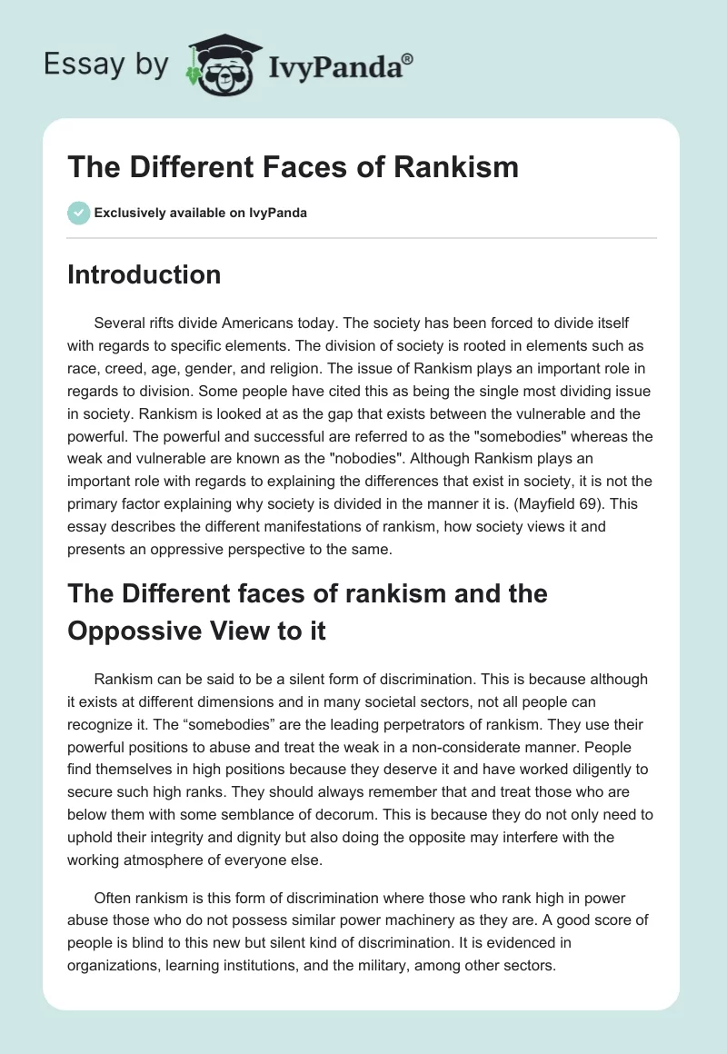 The Different Faces of Rankism. Page 1