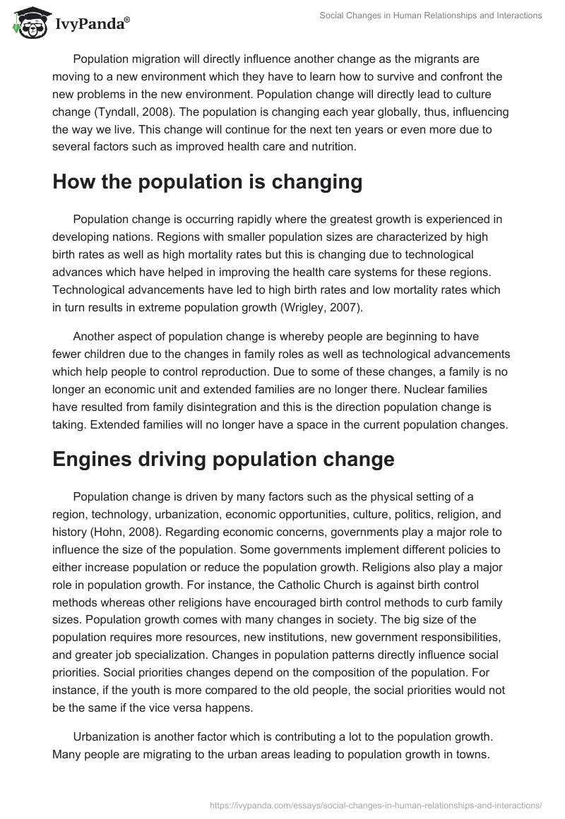 Social Changes in Human Relationships and Interactions. Page 2