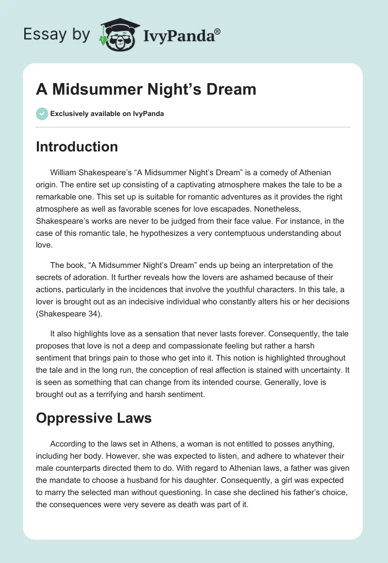 A Midsummer Night’s Dream. Page 1
