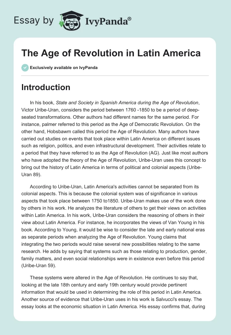 The Age of Revolution in Latin America. Page 1