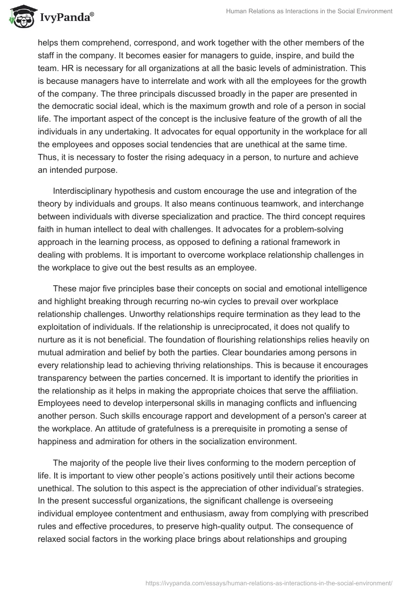 Human Relations as Interactions in the Social Environment. Page 2