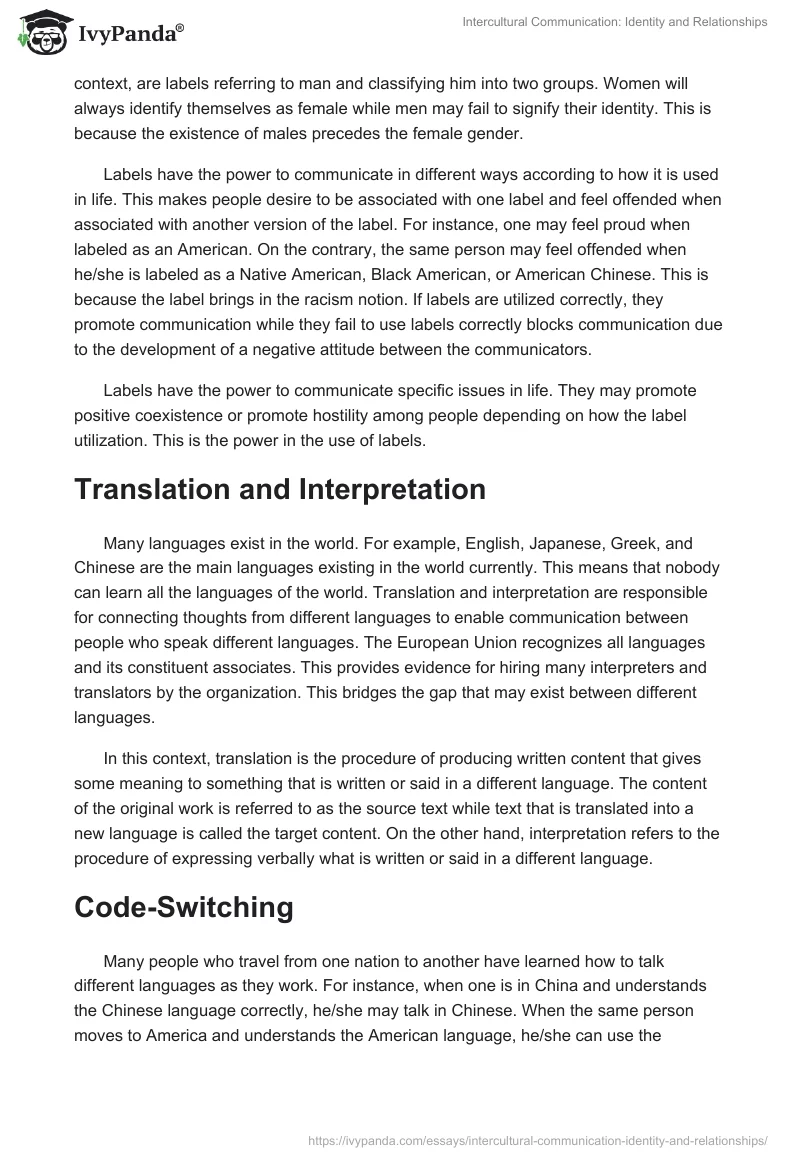 Intercultural Communication: Identity and Relationships. Page 3