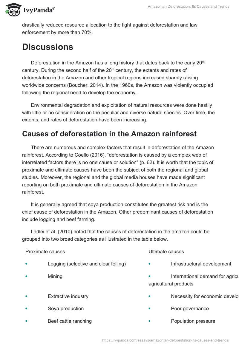 Amazonian Deforestation, Its Causes and Trends. Page 4