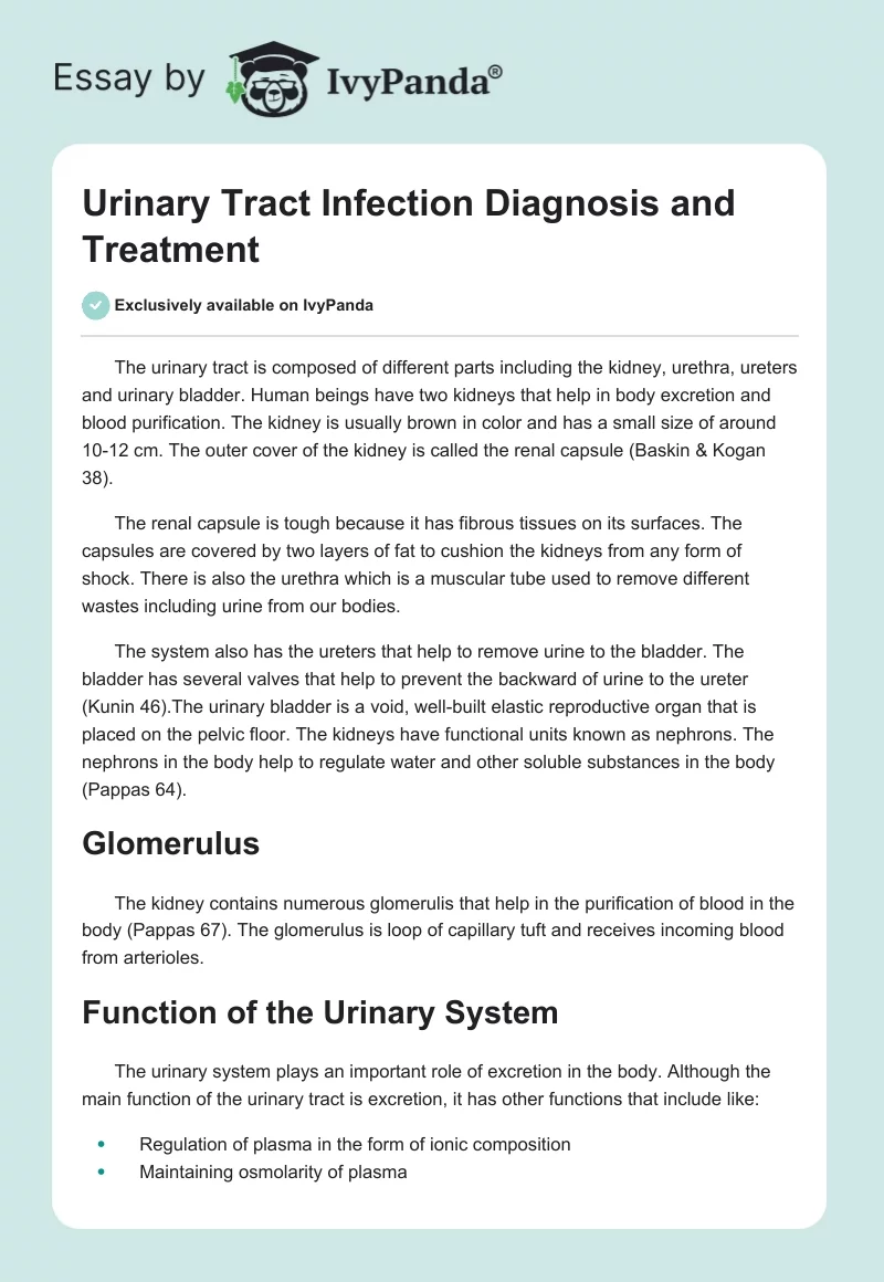 Urinary Tract Infection Diagnosis and Treatment. Page 1
