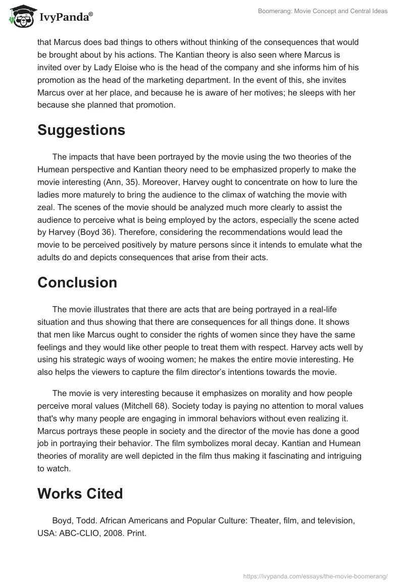 Boomerang: Movie Concept and Central Ideas. Page 4