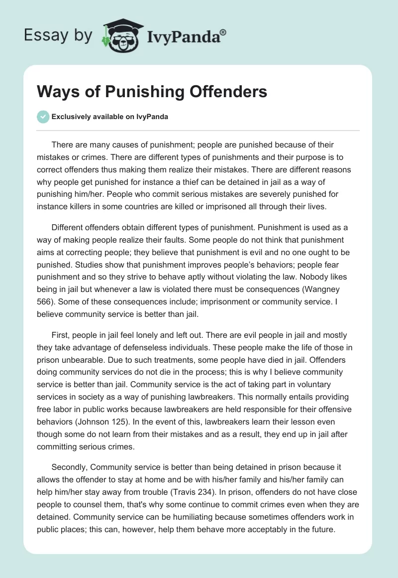 Ways of Punishing Offenders. Page 1