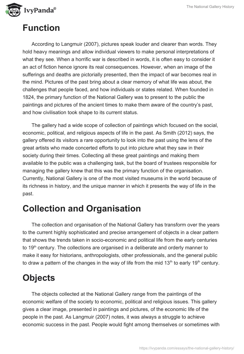 The National Gallery History. Page 2