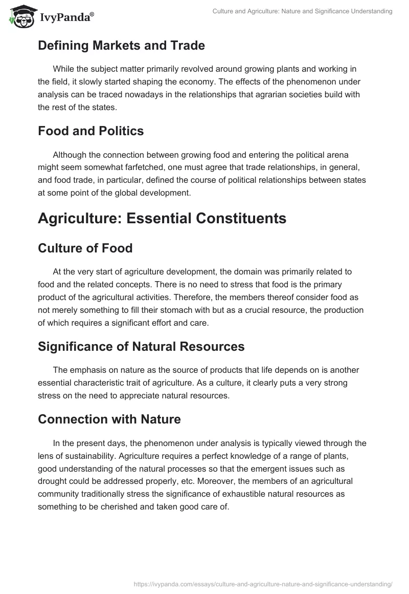 Culture and Agriculture: Nature and Significance Understanding. Page 2