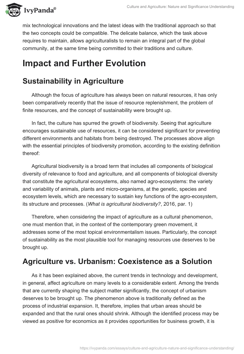 Culture and Agriculture: Nature and Significance Understanding. Page 4
