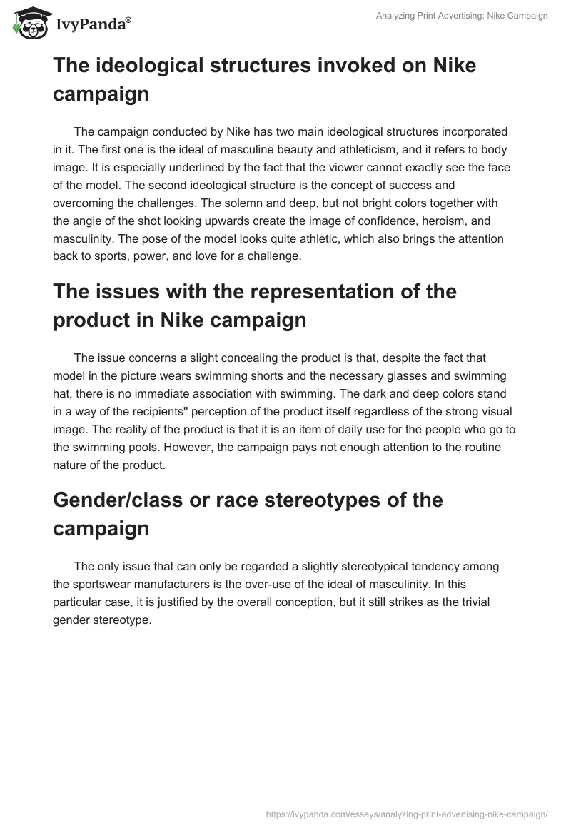 Analyzing Print Advertising: Nike Campaign. Page 2