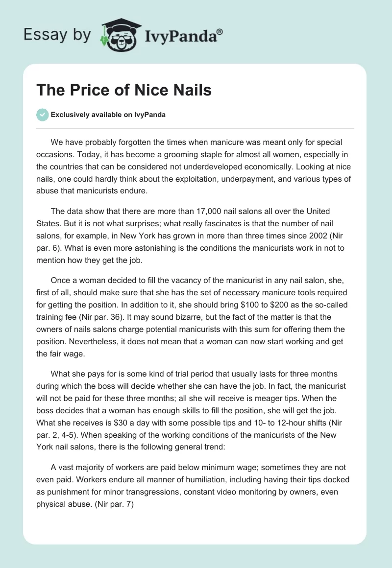 The Price of Nice Nails. Page 1