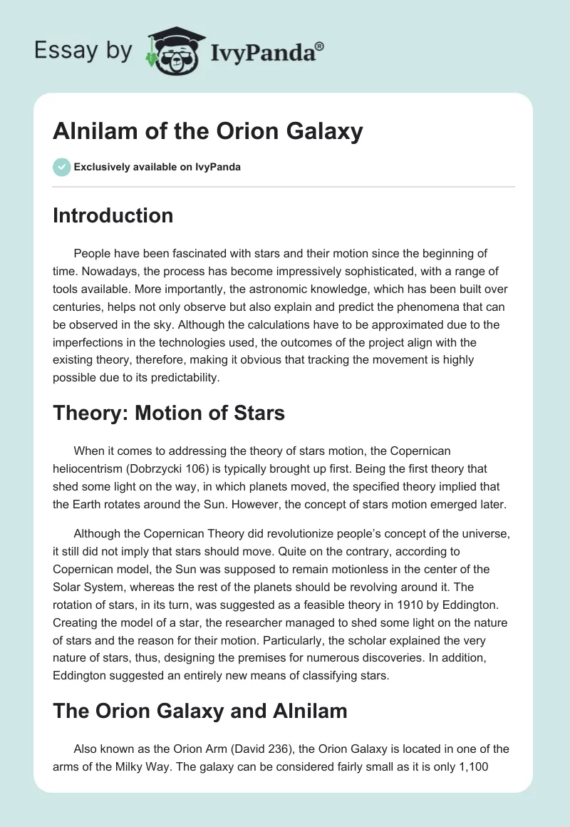 Alnilam of the Orion Galaxy. Page 1