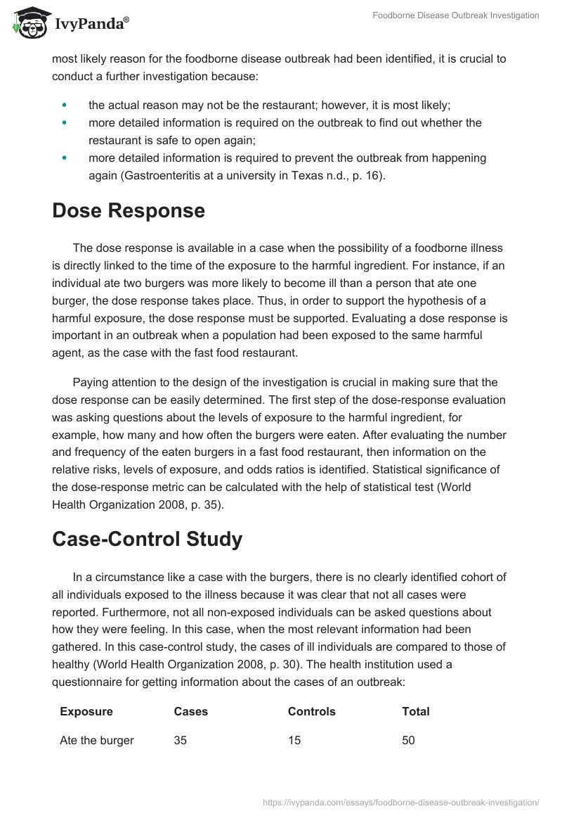 Foodborne Disease Outbreak Investigation. Page 5