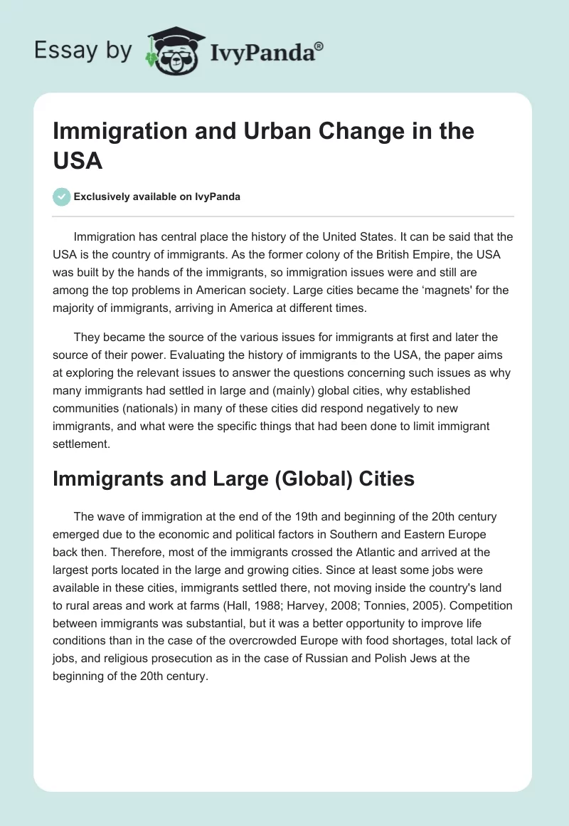 Immigration and Urban Change in the USA. Page 1