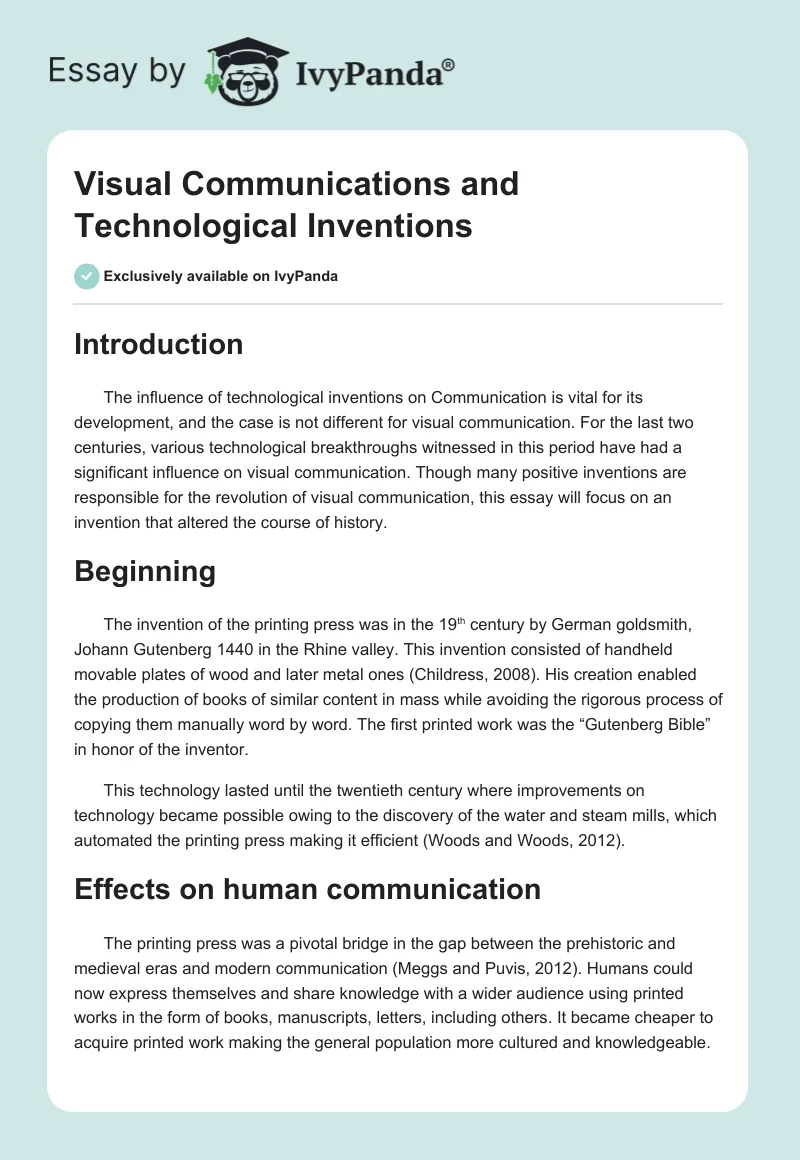Visual Communications and Technological Inventions. Page 1