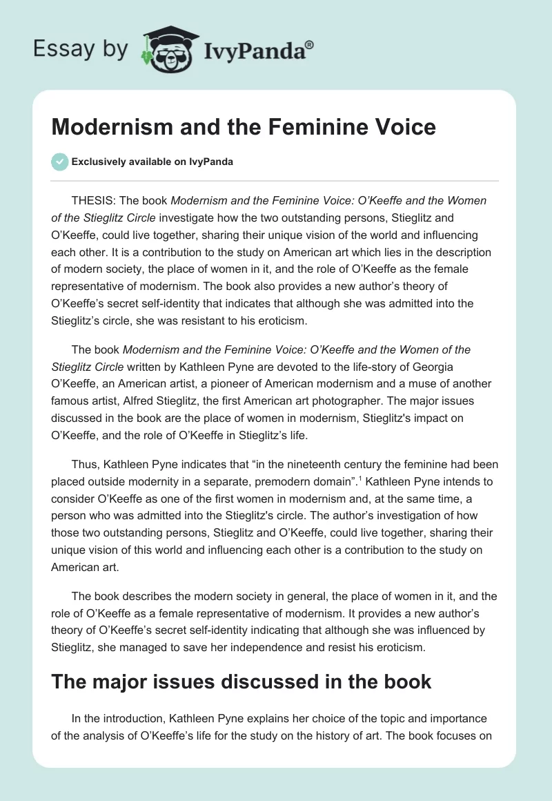 Modernism and the Feminine Voice. Page 1