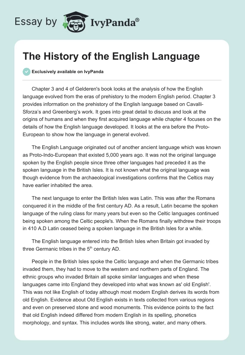 The History of the English Language. Page 1
