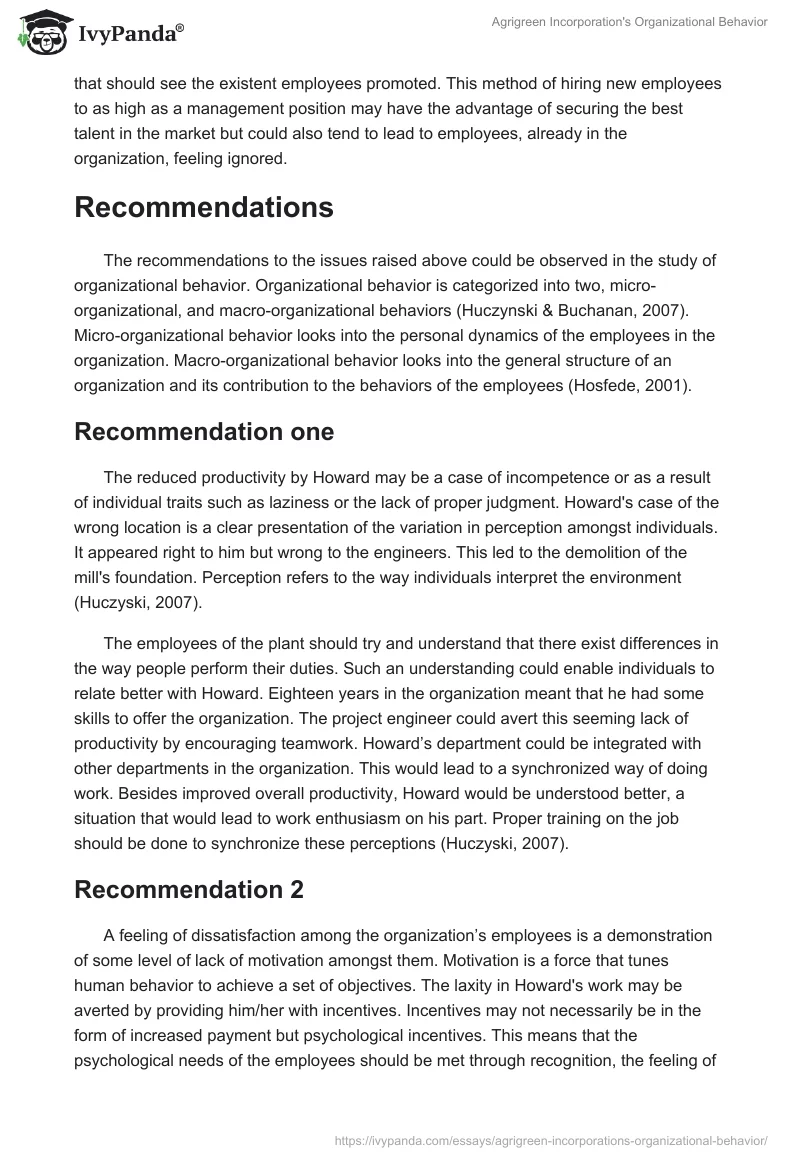 Agrigreen Incorporation's Organizational Behavior. Page 3