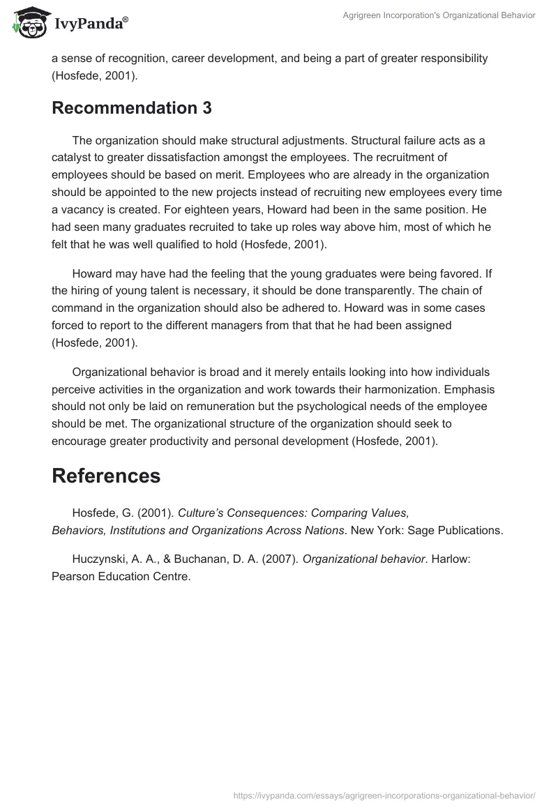 Agrigreen Incorporation's Organizational Behavior. Page 4