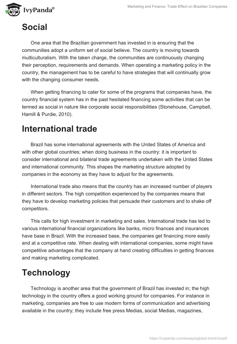 Marketing and Finance: Trade Effect on Brazilian Companies. Page 2