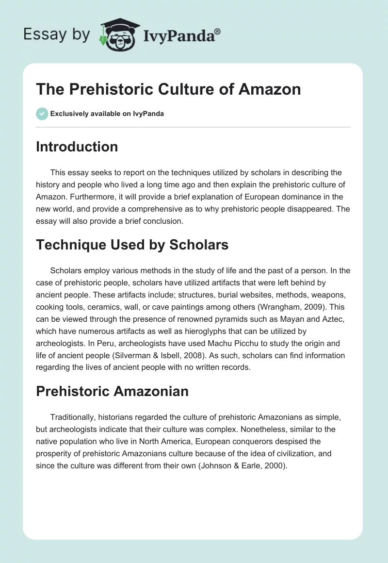 The Prehistoric Culture of Amazon. Page 1