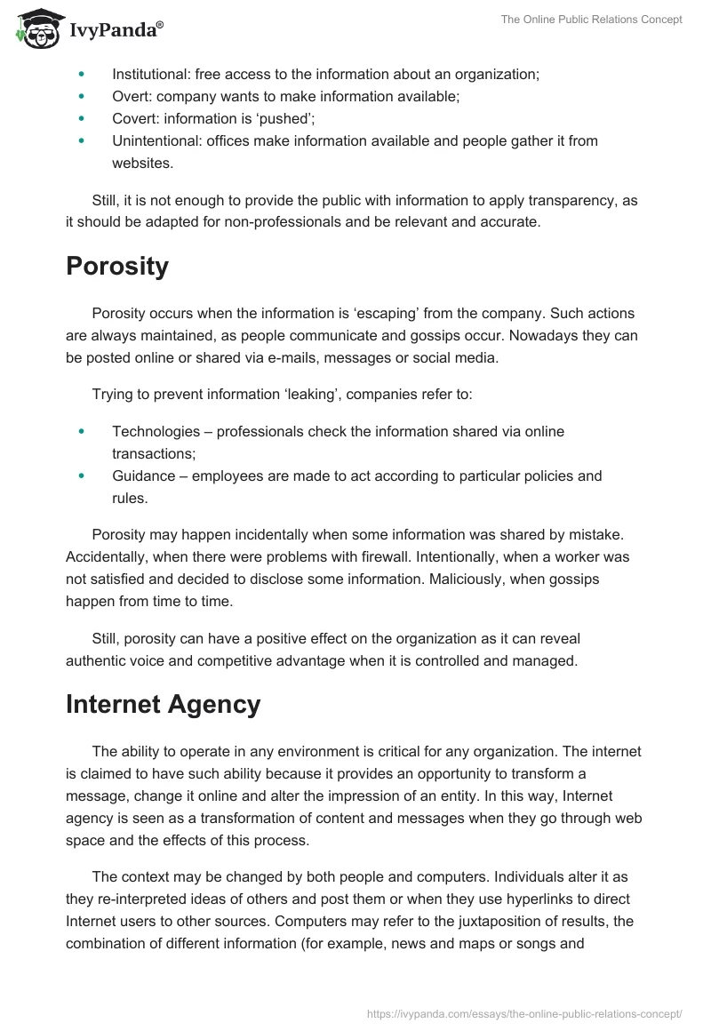 The Online Public Relations Concept. Page 2