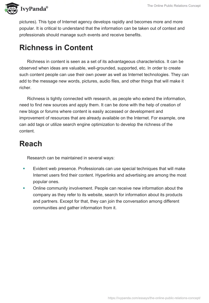 The Online Public Relations Concept. Page 3