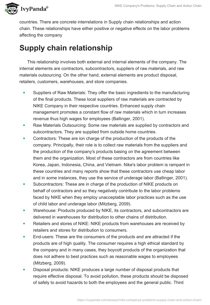 NIKE Company's Problems: Supply Chain and Action Chain. Page 2