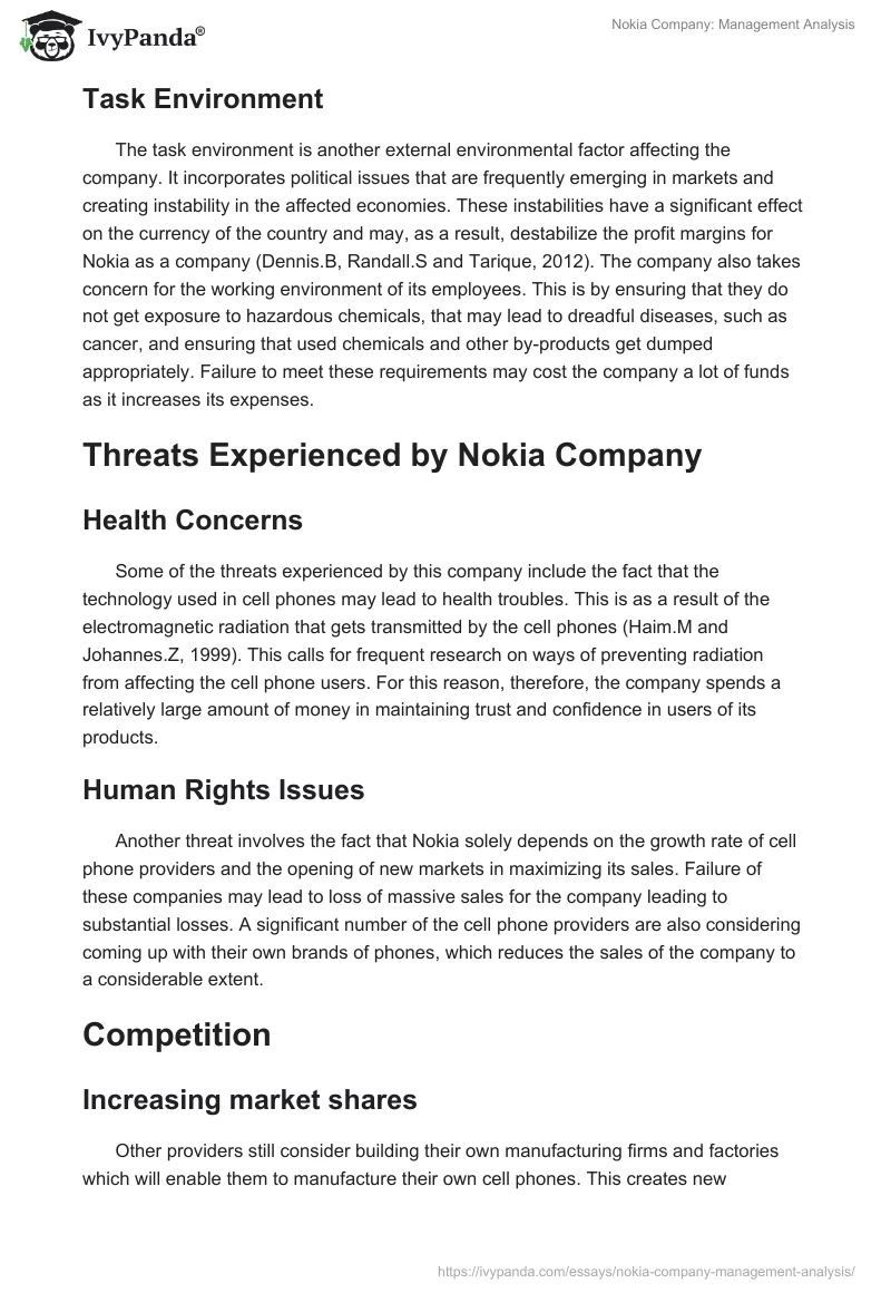 Nokia Company: Management Analysis. Page 2