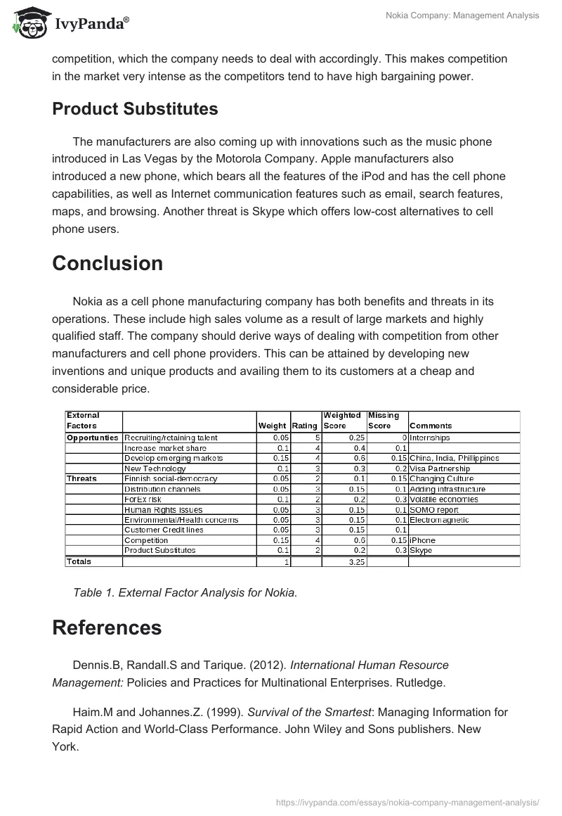 Nokia Company: Management Analysis. Page 3