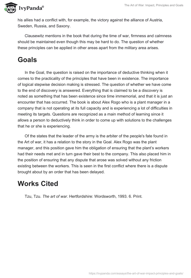 The Art of War: Impact, Principles and Goals. Page 2
