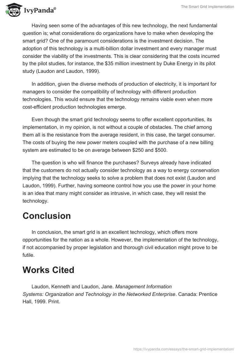 The Smart Grid Implementation. Page 2