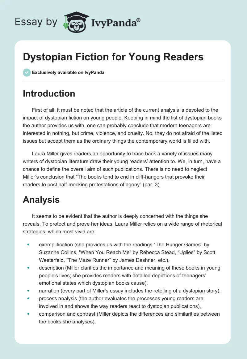 Dystopian Fiction for Young Readers. Page 1