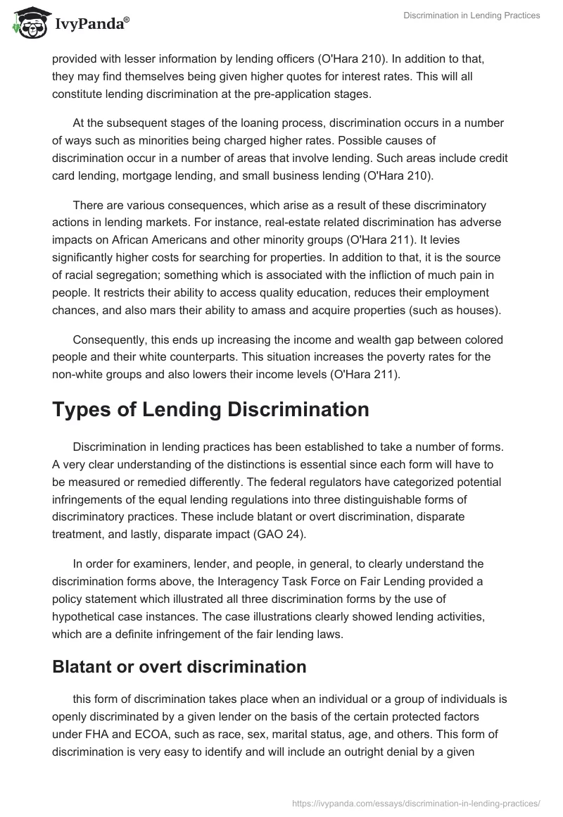 Discrimination in Lending Practices. Page 2
