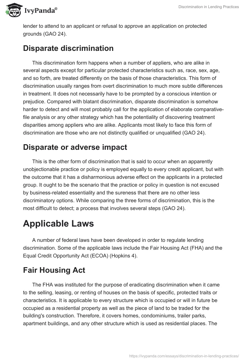 Discrimination in Lending Practices. Page 3