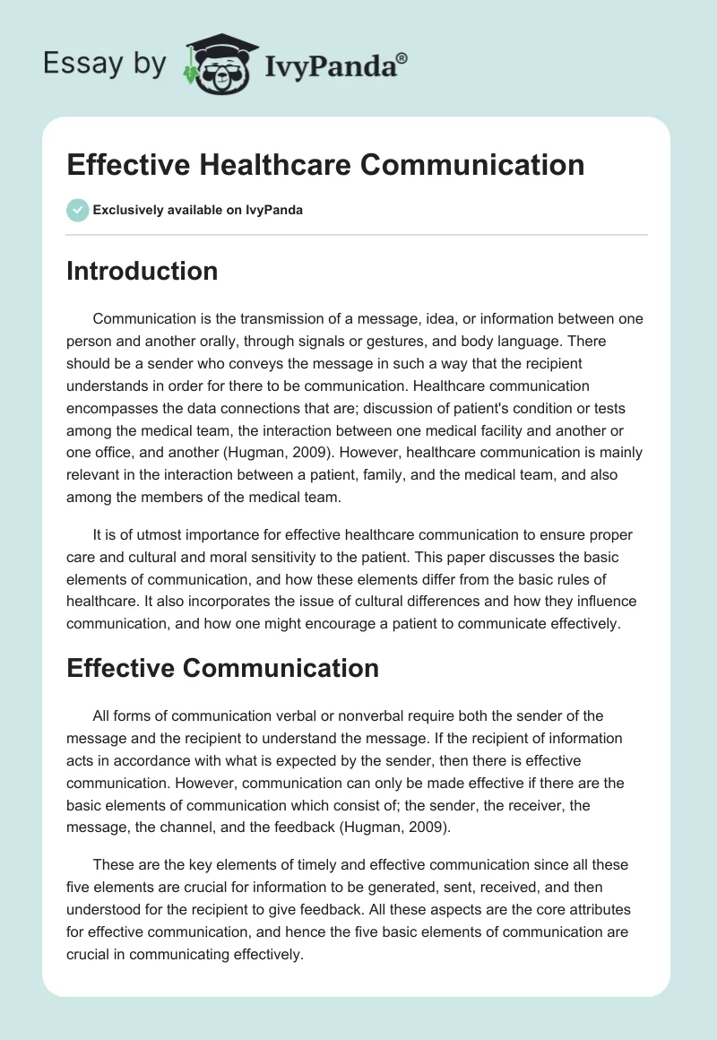 Effective Healthcare Communication. Page 1
